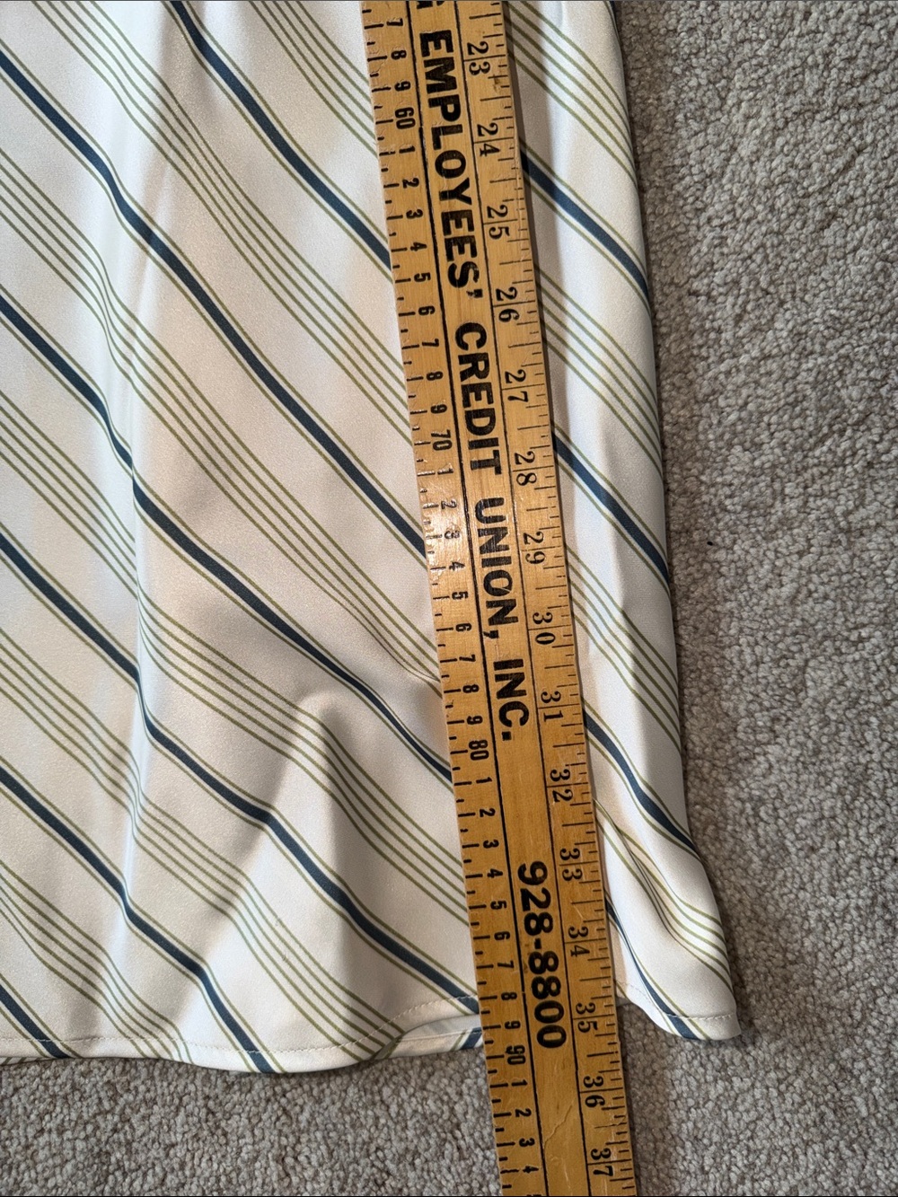 Zara Satin Stripe Shirt Dress Mini Ecru Green Long Sleeve Size M - Picture 12 of 12